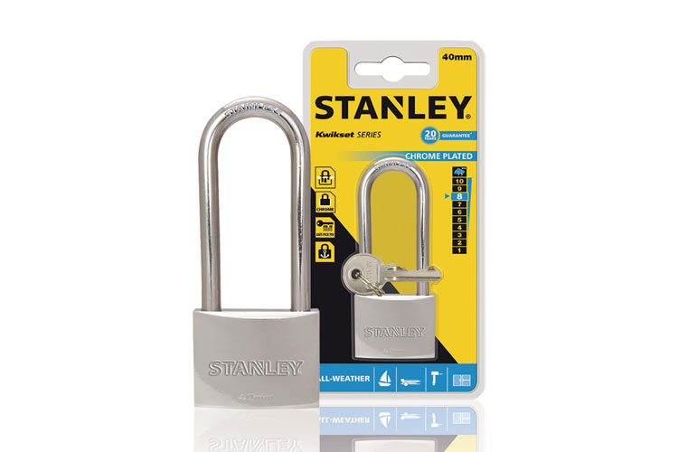 Ổ khóa Chrome trắng càng dài, rộng 40mm Stanley S742-016