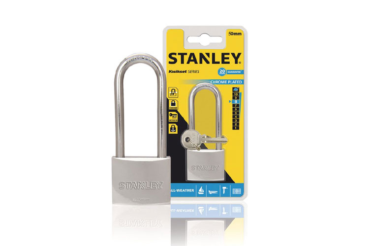 Ổ khóa Chrome trắng càng dài, rộng 50mm Stanley S742-017