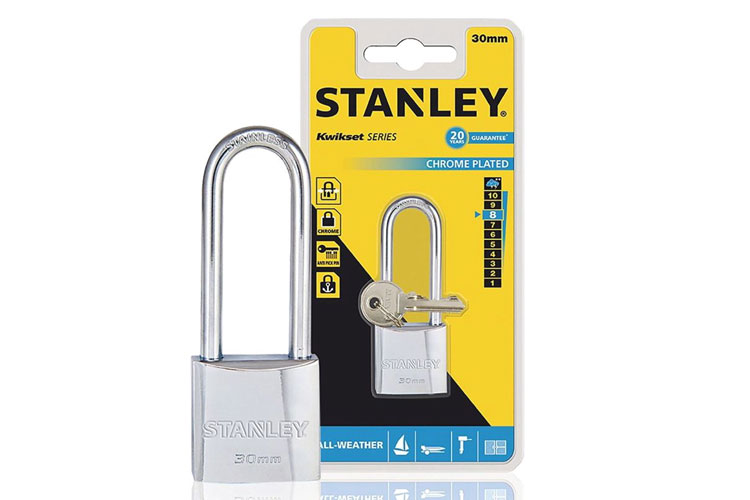 Ổ khóa Chrome trắng càng dài, rộng 30mm Stanley S742-015
