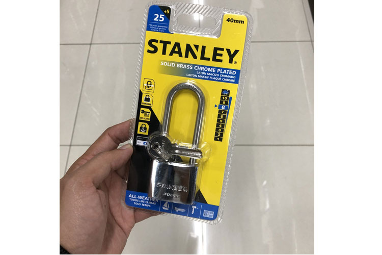 Ổ khóa Chrome trắng càng dài, rộng 40mm Stanley S742-016