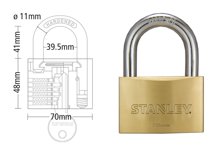 Ổ khóa đồng thau càng tiêu chuẩn, rộng 70mm Stanley S742-034