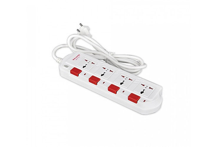 Ổ cắm 4 lỗ 3 chấu dây 2 mét màu trắng đỏ Điện Quang 62228015