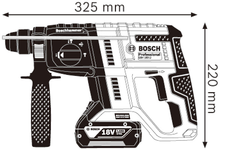 Máy khoan búa kiểu xoay dùng pin 18V mũi SDS BOSCH 06119111K0