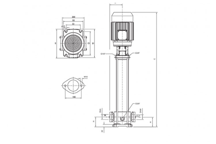 Máy bơm trục đứng cánh nhựa 6.8KW/9.2HP Pentax U18LG - 920/10T