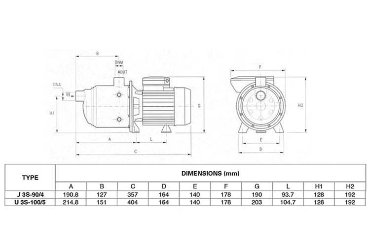 Máy bơm ly t âm đa cấp đầu inox 0.75KW/1HP Pentax U3S-100/5T + EPIC + S.D