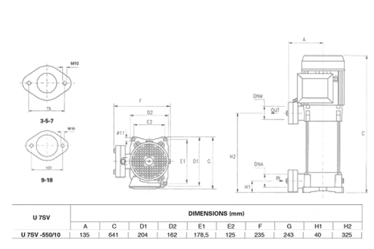 Máy bơm trục đứng cánh Inox 4KW/5.5HP Pentax U7SV-550/10T