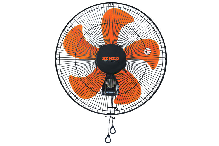 Quạt treo tường 2 dây 4.5 tấc đế sắt SENKO TC1886 màu đen cam