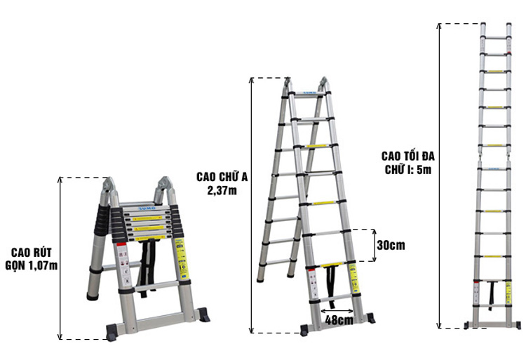 Thang nhôm rút đôi 16 bậc Sumo ADT808B